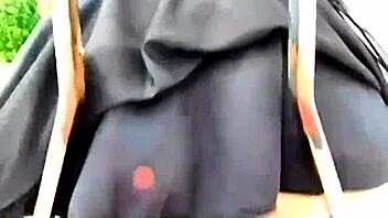 Hot blonde MILF tries out G-string flashing in public