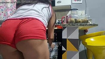 Amateur brunette gets her ass fucked by stepson's big cock