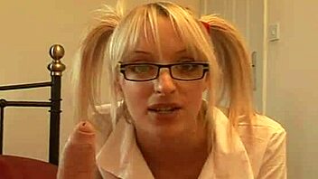 POV video of blonde girlfriend's painful wanking session