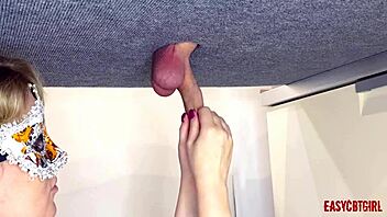 Amateur blonde stepsister indulges in kinky ball play and cbt stimulation