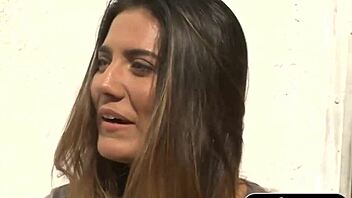 Reality check: Brunette babe tickling her clit for money