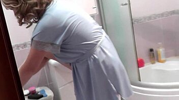 Closeup of blonde MILF's pussy getting fucked in doggystyle by neighbor