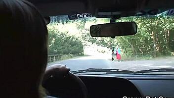 Hot grandma gets fucked in the woods by a young stud