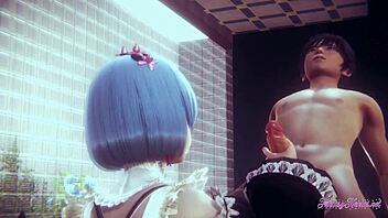 Japanese anime porn: Masturbation and blowjob in 3D