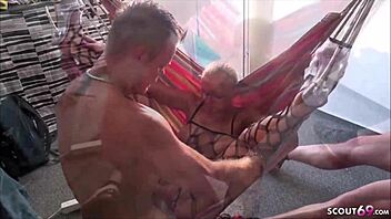 German teens enjoy a wild outdoor threesome with facial cumshots