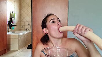 Sloppy deepthroat and spitting with a saliva fetish