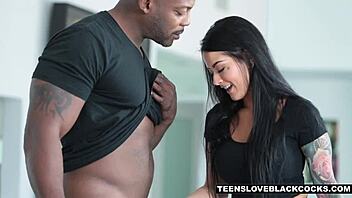 Interracial teen Katrina Jade takes on a monster cock in HD