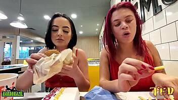 Amateur dupla and Brazilian teen Duda Pepper get naughty in McDonalds