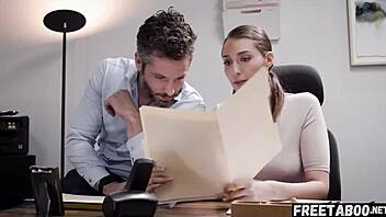 Natural tits and big ass get creampied in office sex scene with Bella Rolland