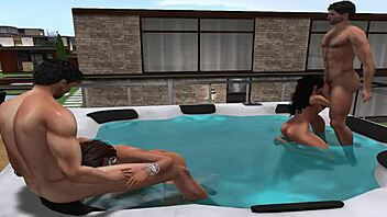 Cartoon couples indulge in hot sex in missionary and orgy setting