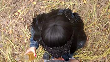 Amateur MILF gets off on golden showers and piss on her chest