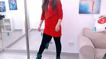 Jasmin's striptease and dance with little teenbbc in heels