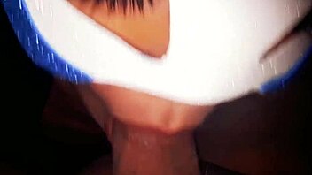 Amateur Latina babe in mask gives blowjob and gets cumshot