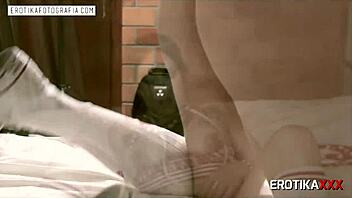 Brunette beauty Luccy Joplin gets her facial cumshot in a hotel room