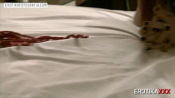 Brunette beauty Luccy Joplin gets her facial cumshot in a hotel room
