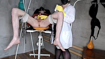 Amateur gynecologist gives a prostate massage and handjob