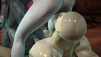 Lick and squirt: A cartoon threesome with fish girls and creampie