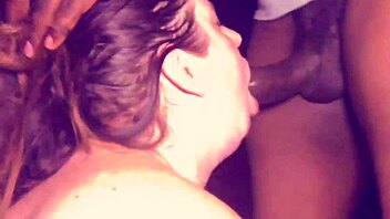 Sloppy white girl sucks on a big black cock in HD