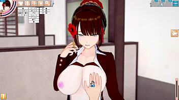 Japanese hentai game becomes a massage for big tits