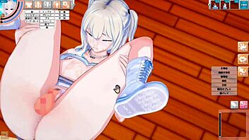 Japanese hentai game with big tit play and handjob