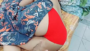 Stepbrother and stepsister engage in taboo sexual activity on stepmother's bed