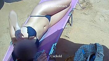 African hotwife indulges in foot fetish and anal play on the beach