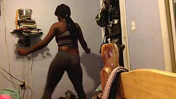 Caribbean babe Asha shows off her thick thighs and amazing ass