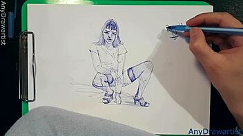 Foot fetish and tattooed girls in a hot ballpoint pen video