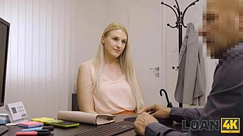 Hot MILF auditions for loan money and fucks agent in office