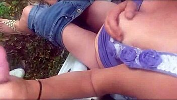 Petite milf gets fucked in public and takes a creampie