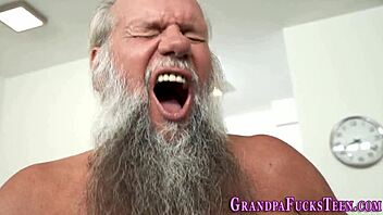 Cum in mouth of young teen during old and young couple action