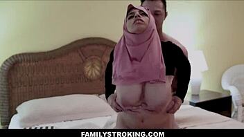 Aunty and stepdaughter indulge in taboo Muslim sex with stepdad's big cock