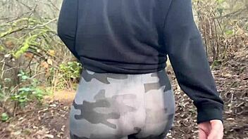 Military babe flashes her big fat ass in public