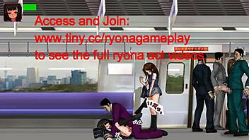 Erotic gameplay features college girl sex on train
