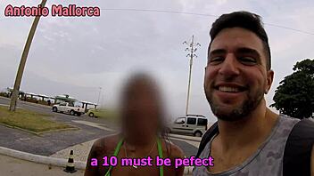 Public masturbation session leads to intense fucking on Copacabana beach