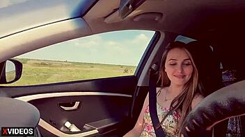 Amateur daddy's car gets blown by his crazy stepdaughter