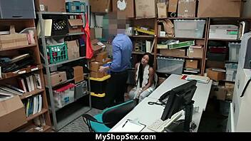Police catch teen shoplifting and dominating her in hardcore threesome