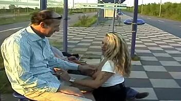 German mom with big tits enjoys threesome with two strangers