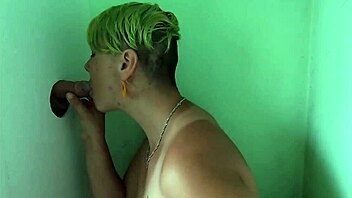 Homemade gloryhole video with amateur babe sucking cock