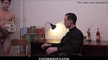 Young gay boy Mason Anderson punished with dildo and assfucked by bishop Fiore