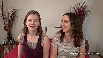 A mix of petite and curvy teens get naughty in a threesome