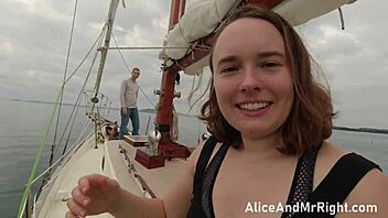 Real couple gets naughty on a boat