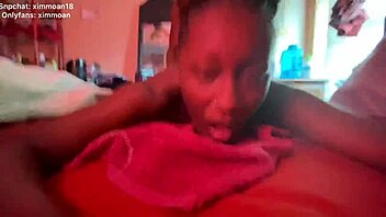 Petite ebony girlfriend gets dominated and swallows a huge cumshot