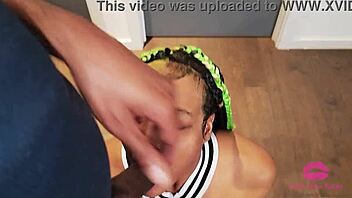 Teen with perky tits gets trained in deepthroat and facial