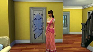 Horny Indian stepmom caught him masturbating on webcam