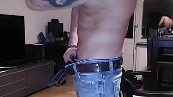 Young twink gets naked and jerks off on camera