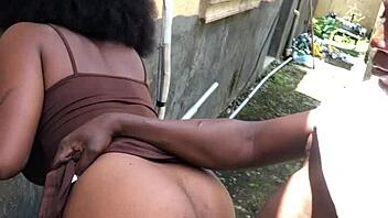 Homemade porn video of a man having sex with his neighbor's wife in the backyard