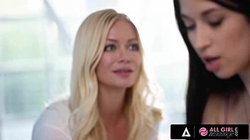 Alex coal and her friend indulge in a steamy lesbian massage with plenty of pussy play