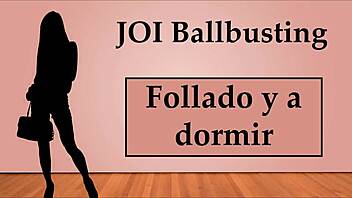 Intense ballbusting and dildo play in European femdom video