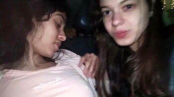 Amateur threesome with small boobs and big clit girls